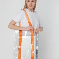 Шопер Clear Fest, прозрачный с оранжевыми ручками