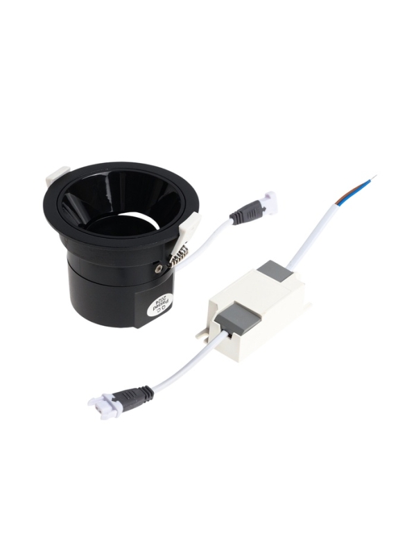 Светильник светодиодный встраиваемый, поворотный, 6Вт, 4000К, с драйвером, D75, черный