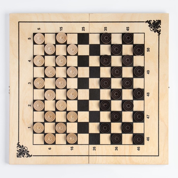 Шашки деревянные, настольная игра Шашки деревянные, настольная игра "Стоклеточные", международные, с доской 40 х 40 х 3.5 см