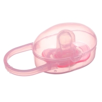 Соска - пустышка силиконовая ортодонтическая, от 3 мес., с колпачком, в контейнере, цвет розовый