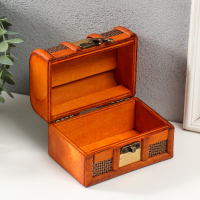 Шкатулка дерево сундучок "Золотая сеть и штукатурка" 8,5х12х8,5 см