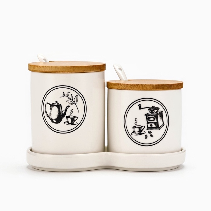 Банки для хранения сыпучих продуктов &laquo;Аромат утра&raquo;: 2 шт, 250 мл, 400 мл