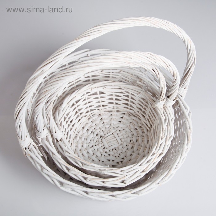 Набор корзин, 3 шт, 39&times;14/40 см,  30&times;12/35 см, 25&times;10/30 см, белый,  ива