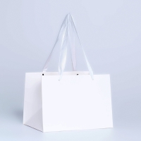 Пакет подарочный с широким дном  20 &times; 14 &times; 13,2 см, белый