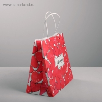 Пакет подарочный крафтовый, упаковка, &laquo;I love you&raquo;, 22 х 25 х 12 см