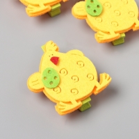 Декор для творчества дерево фетр "Прищепка. Курочка с яйцом" набор 3 шт 1,8х3,8х4,8 см МИКС