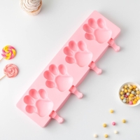 Форма для мороженого &laquo;Лапки&raquo;, силикон, 26&times;14 см, 4 ячейки (8,5&times;8,5 см), цвет МИКС