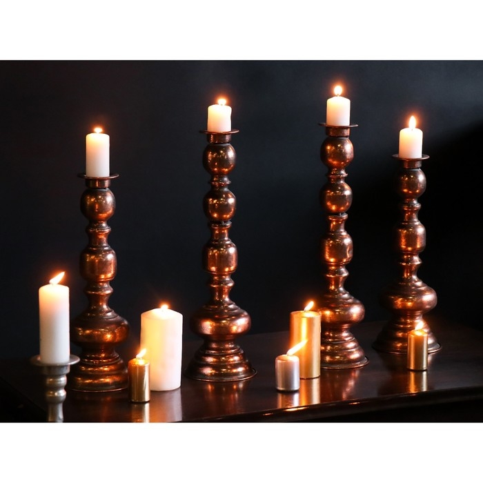 Подсвечник металл на 1 свечу "Эрмете" состаренная бронза 13,5х13,5х43,5 см