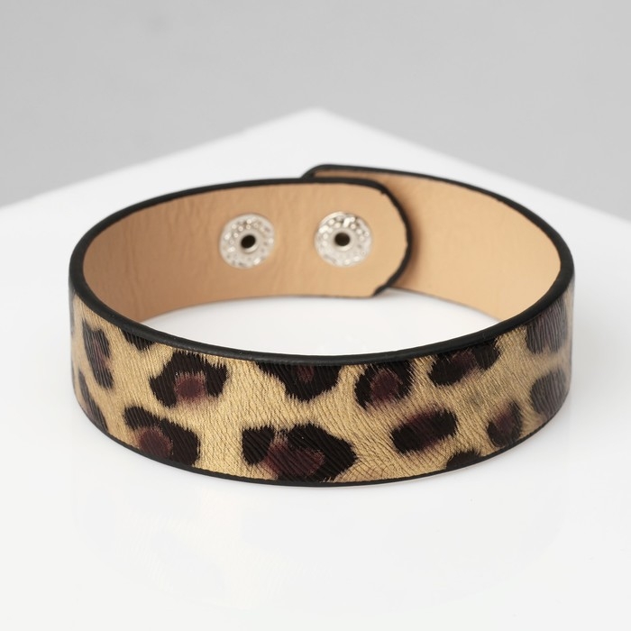 Браслет кожа &laquo;Сафари&raquo; леопард, цвет чёрно-золотой, 22 см