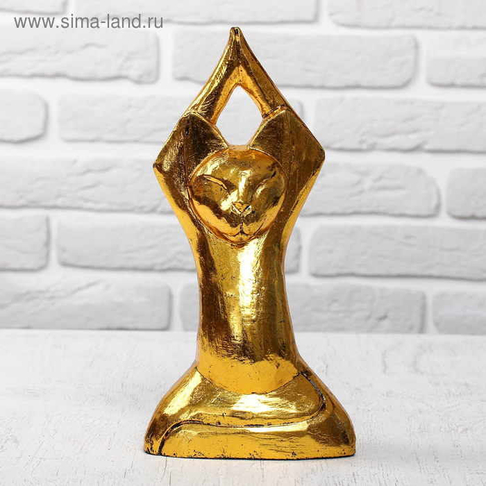 Сувенир дерево "Кот йог" 14х6,5х25 см