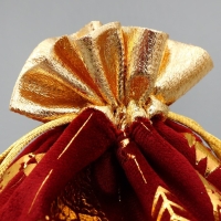 Мешочек подарочный плюш &laquo;Подарок для души&raquo;, ёлки, тиснение, 16 х 24 см +/- 1.5 см, Новый год