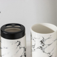 Набор аксессуаров для ванной комнаты &laquo;Мраморный металл&raquo;, 4 предмета (мыльница, дозатор 400 мл, два стакана), цвет белый