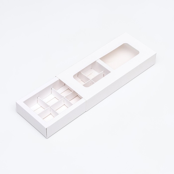 Коробка для 10 конфет, белая, 9,8 х 22 х 3,5 см. Кондитерская упаковка