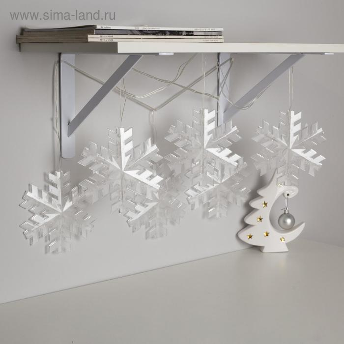 Гирлянда &laquo;Нить&raquo; 2 м с насадками &laquo;Снежинка матовая&raquo;, IP20, прозрачная нить, 36 LED, свечение синее, 220 В