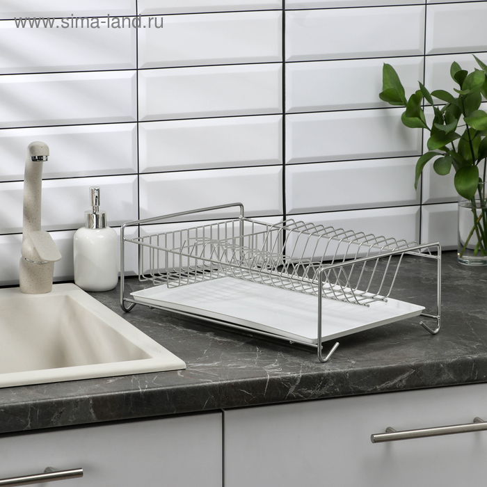 Сушилка для посуды с поддоном, 40&times;23&times;15 см, цвет хром
