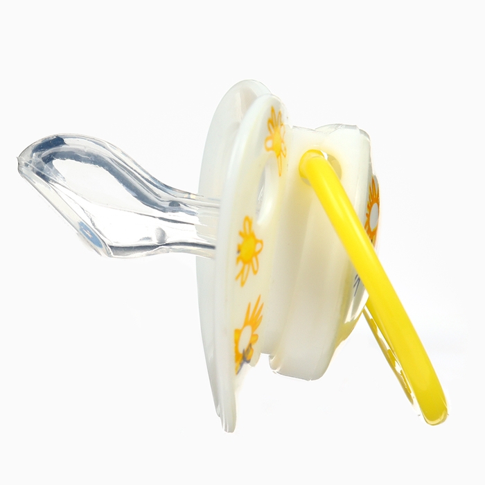 Набор: Соска - пустышка с держателем &laquo;Цветы&raquo;, ортодонтическая, +6 мес, цвет желтый