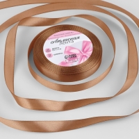 Лента атласная, 12 мм &times; 23 &plusmn; 1 м, цвет светло-коричневый №136