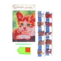 Алмазная мозаика с частичным заполнением на холсте &laquo;Котёнок&raquo;, 15 х 21 см