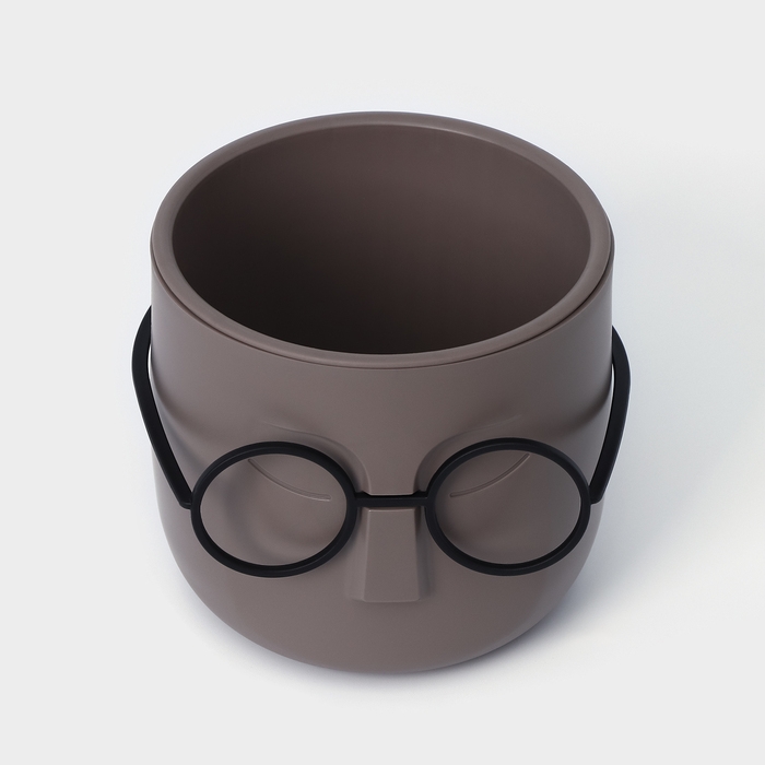 Кашпо для цветов со вставкой &laquo;Стив&raquo;, 650 мл, d=11,5 см, h=10,5 см, цвет французский серый