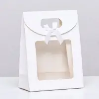 Коробка-пакет, с окном, белый, 16&times;12&times;6 см