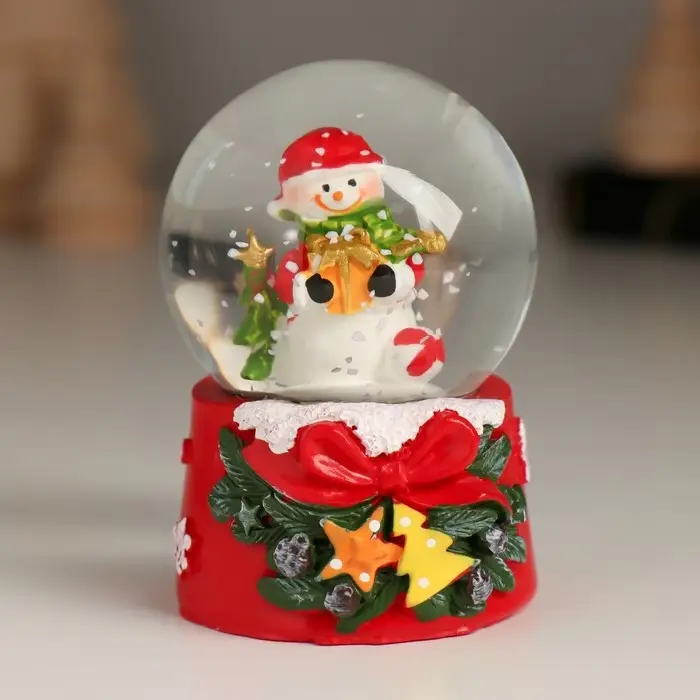 Снежный шар стеклянный &laquo;Новогодний персонаж с бантом, ёлочкой&raquo;, 4.7&times;4.7&times;6.5 см, МИКС