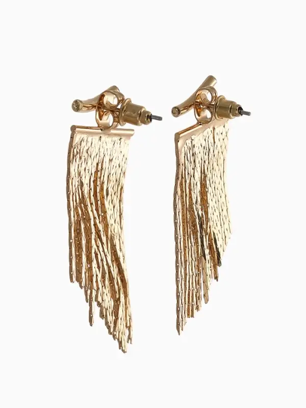 Серьги металл "Цепи" водопад, цвет золото