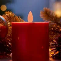 Светодиодная свеча восковая "Глубокий красный", 10x7 см, АААx3 (не в компл.), Т/БЕЛЫЙ