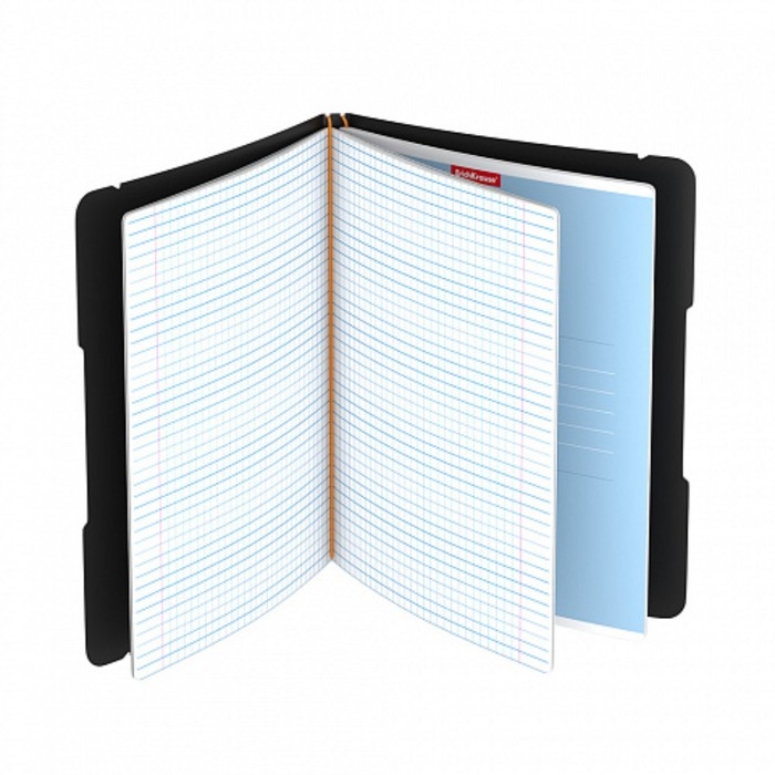 Тетрадь А5, 96 листов в клетку ErichKrause "FolderBook Accent" на резинке, сьемная черная пластиковая обложка, блок офсет, белизна 100%