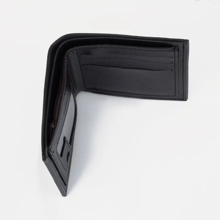 Портмоне мужское без застёжки, отдел для купюр, монет и карт, цвет чёрный