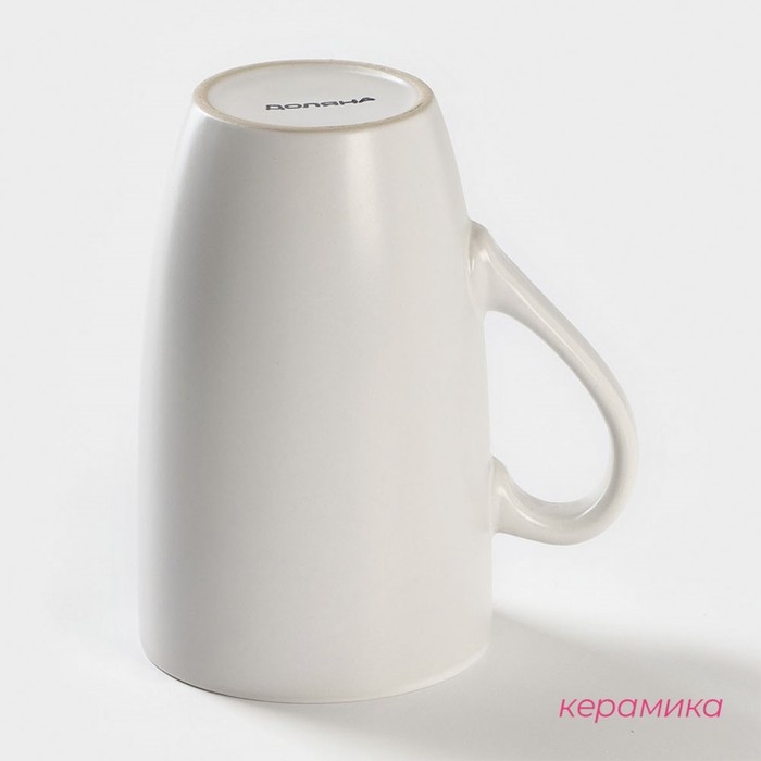 Кружка керамическая Доляна &laquo;Кот белый&raquo;, 400 мл, цвет белый