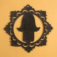 Панно "Хамса" МДФ, 40х40х1 см, цв. серебро/чёрный