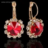 Серьги со стразами &laquo;Круг&raquo; вечеринка, крупный, миксы