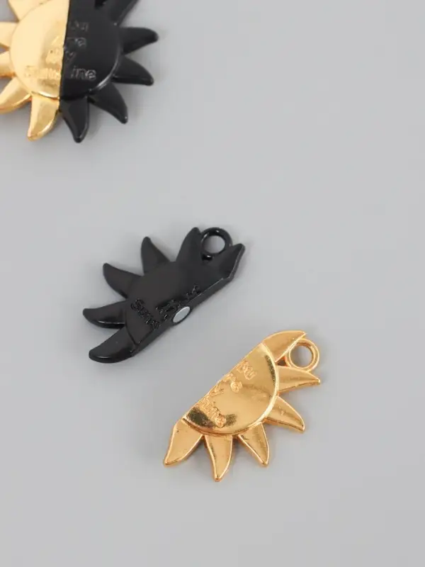 Замок магнитный металл "Солнце" набор 2 шт чёрно-золотой 2,7х2,6 см