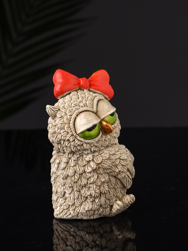 Набор фигур "4 совы на подносе" размер 20х10х10 см, бежевый