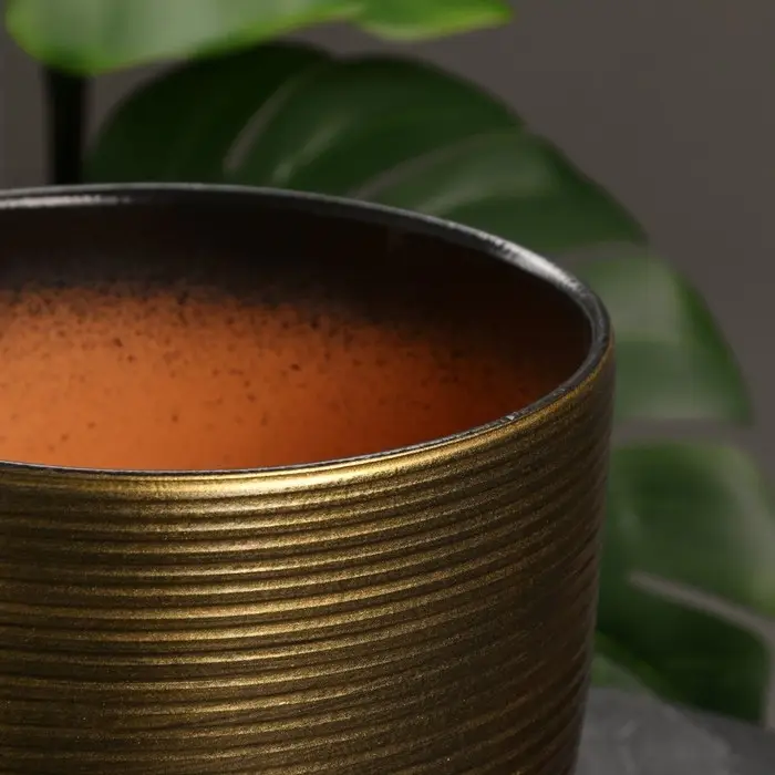 Горшок цветочный с поддоном 4,7 л, коричневый, керамика, "Изысканность" (М)