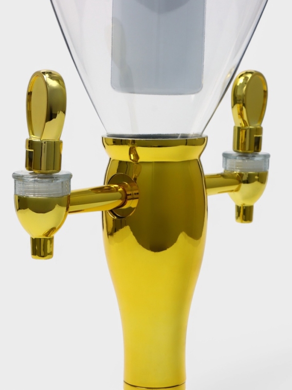 Башня пивная VaviloneDouble, 3 л, ёмкость для льда, подсветка, пластик, золотистая