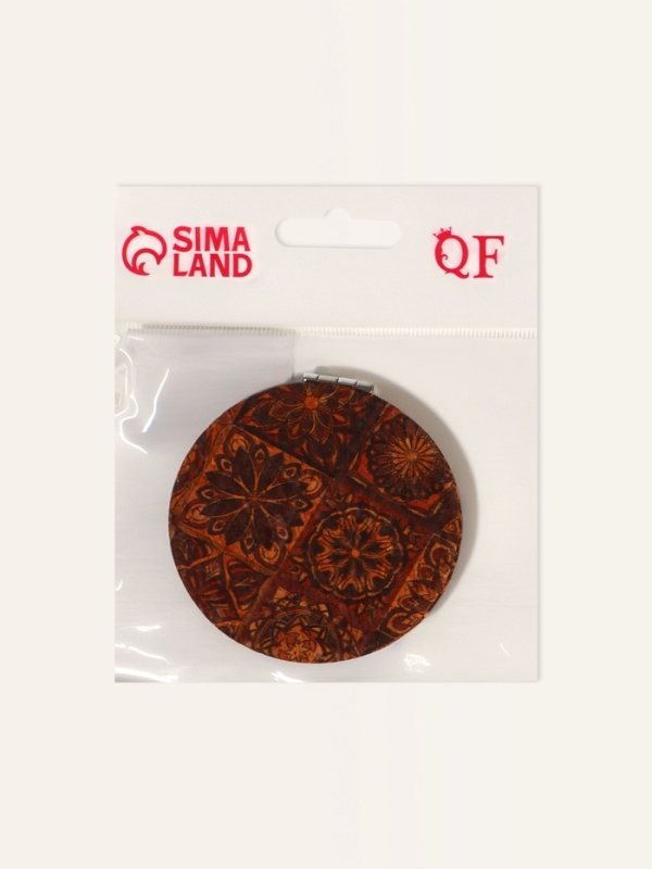 Зеркало складное &laquo;Орнамент&raquo;, d = 7,2 см, с увеличением, цвет коричневый