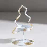 Подсвечник металл на 1 свечу "Ёлочка" белый с патиной d=5 см 7х7х12,5 см