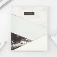 Тетрадь в клетку, 48 л., А5, на скрепке, блок №1 &laquo;Мрамор&raquo; МИКС