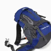 Рюкзак тур 65+5л, 30*20*53, отдел на шнурке, 5нар+2вн кармана, цвет синий