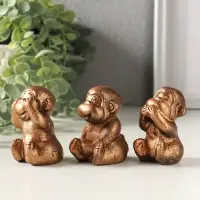 Набор фигурок гипс &laquo;Обезьянки ничего не вижу не слышу не скажу&raquo;, 4 шт., 6 см, под бронзу