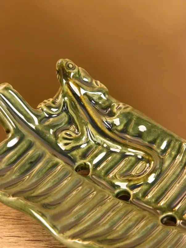 Мыльница &laquo;Геккон&raquo;, 13&times;8&times;3.5 см, керамика, зелёная