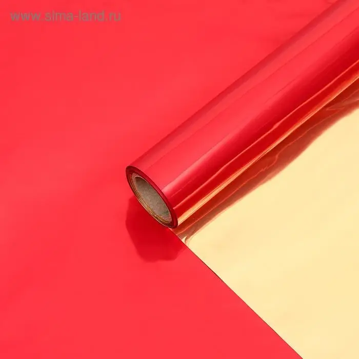 Полисилк для декора и флористики, двусторонний, золотой, красный, рулон 1шт., 1 х 20 м