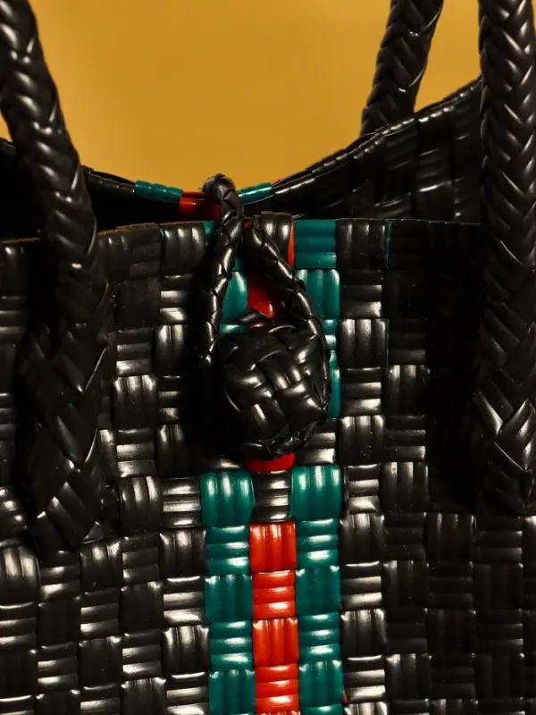 Сумка плетёная пластиковая 23х11х30 см, цв. чёрный