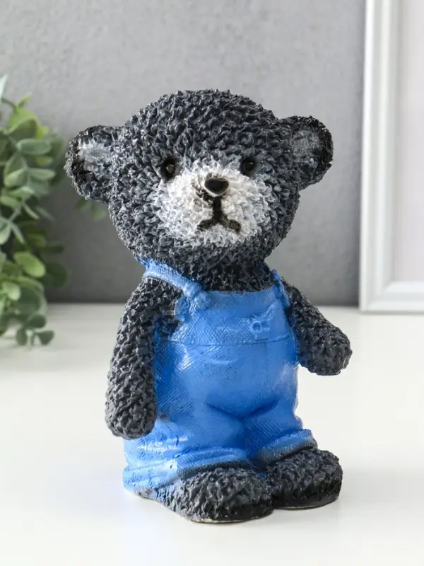 Копилка "Мишка в джинсах" серый, 19,5х13х11 см