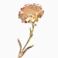 Брошь "Цветок гвоздики", цвет красно-зелёный в золоте
