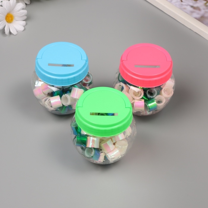 Клейкая лента пластик в банке "Перл. Белый и зелёный" н-р 40 шт 1,2 см, дл.0,9 м 7х7х9 см