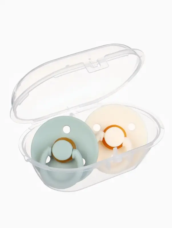 Набор классических пустышек, 2 шт., латекс, цв.айвори/зеленый, в контейнере, от 0 +., M&B