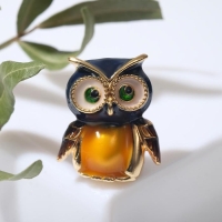 Брошь &laquo;Сова&raquo; мультяшная, цветная в золоте