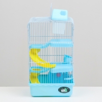 Клетка для мелких грызунов "Пижон", с наполнением, 23 х 17 х 40 см, голубая